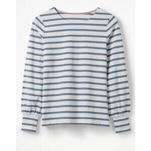 Boden Women’s Long Sleeve Shirt Size US 12 UK 16 Lena Breton 100% Cotton Blue